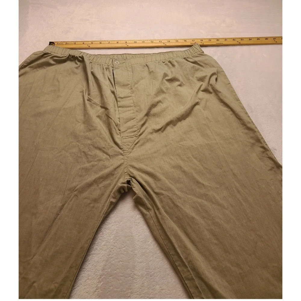 Men's Khaki Tan Pajama Lounge Pants XL 36x28 Elastic Waist Cotton Blend Straight